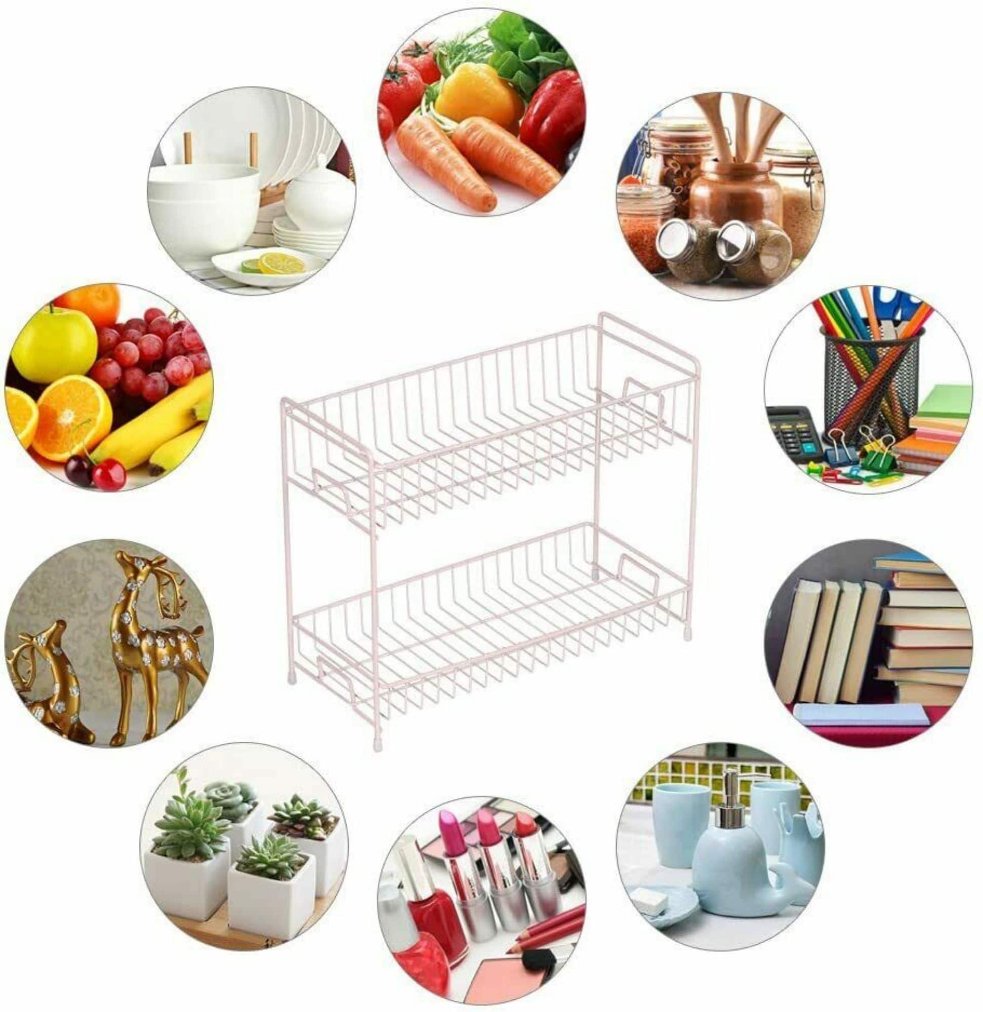 NEX™ 14" 2-Tier Rose Gold Countertop Spice Storage Shelf